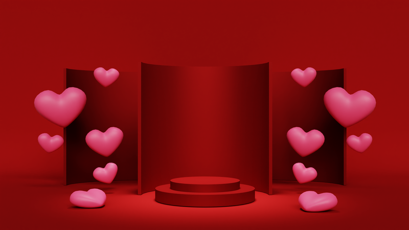 Valentins-Ornament-Podium  3D Illustration