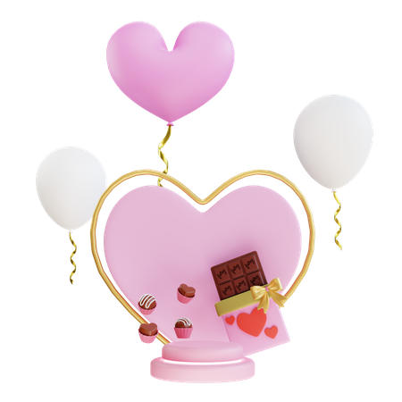 Valentins-Podium  3D Illustration