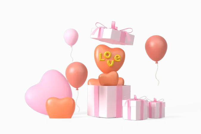 Valentins-Podium  3D Illustration