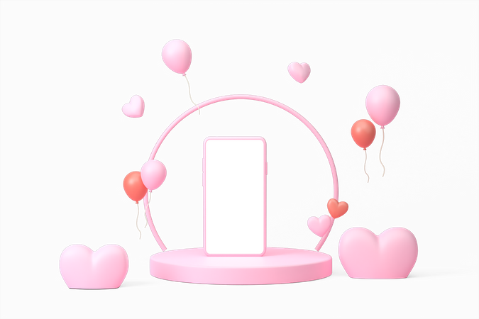 Valentins-Podium  3D Illustration