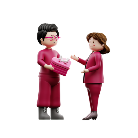 Valentinstag Überraschungsgeschenk  3D Illustration