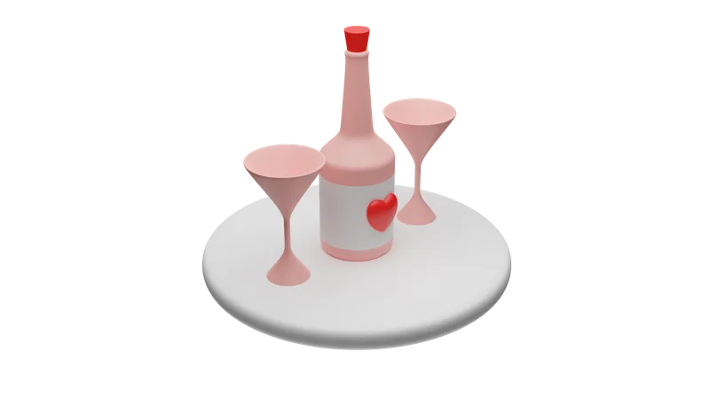 Valentinstag Wein  3D Icon