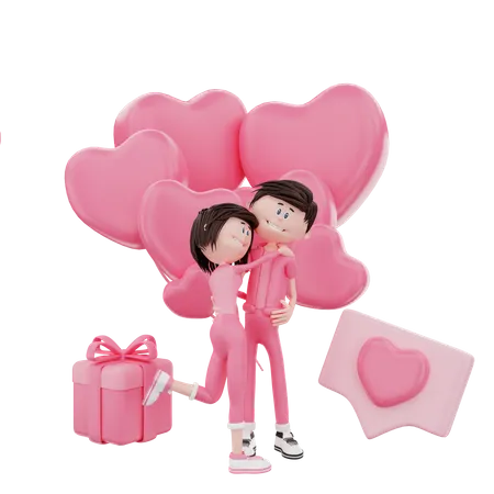 Valentinstagsfeier  3D Illustration