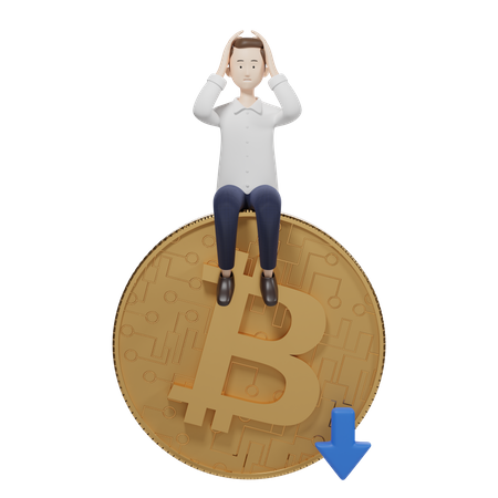 Valeur du bitcoin en baisse  3D Illustration