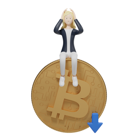 Valeur du bitcoin en baisse  3D Illustration