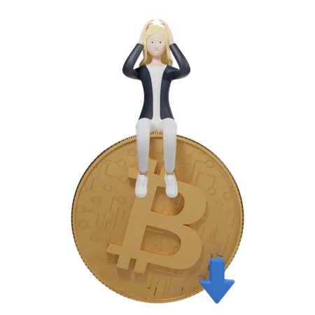 Valeur du bitcoin en baisse  3D Illustration