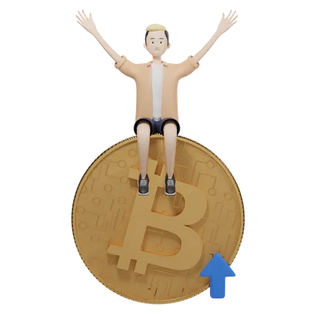 Valeur du bitcoin en hausse  3D Illustration