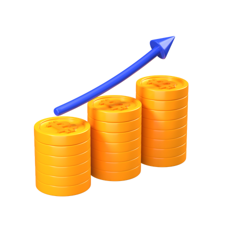 Croissance de la valeur du bitcoin  3D Icon