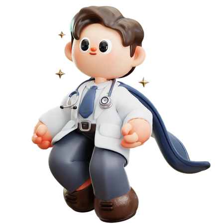 Doctor valiente  3D Illustration