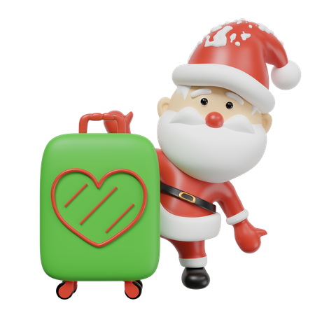 Valise avec le Père Noël  3D Illustration