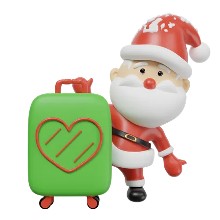 Valise avec le Père Noël  3D Illustration