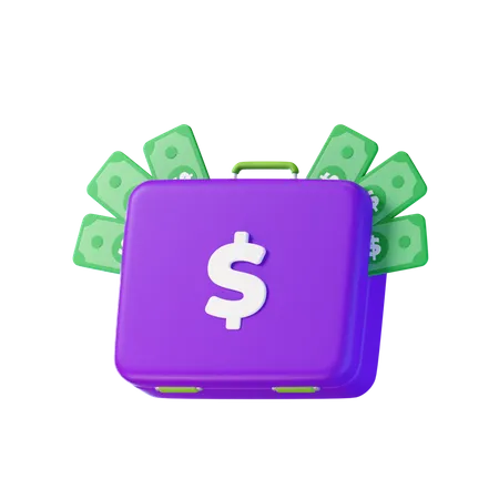 Valise en dollars  3D Icon