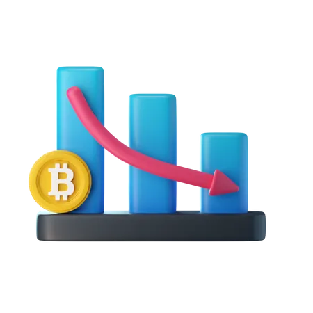 Valor de bitcoin abajo  3D Icon