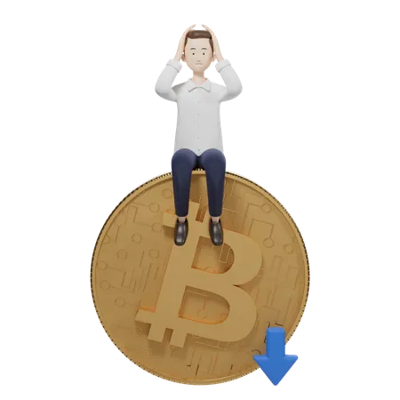 Valor de bitcoin abajo  3D Illustration