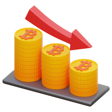 Valor de bitcoin abajo  3D Illustration