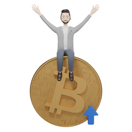 Valor do bitcoin subiu  3D Illustration