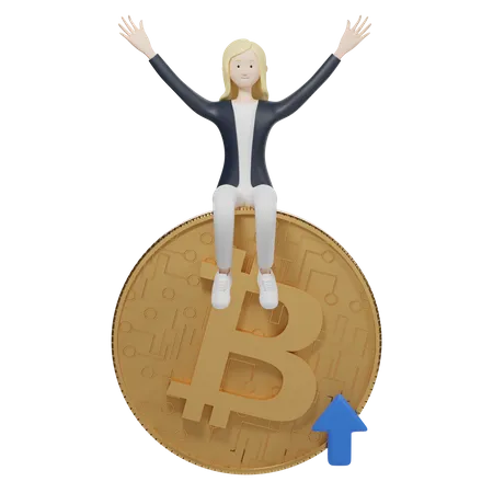 Valor do bitcoin subiu  3D Illustration