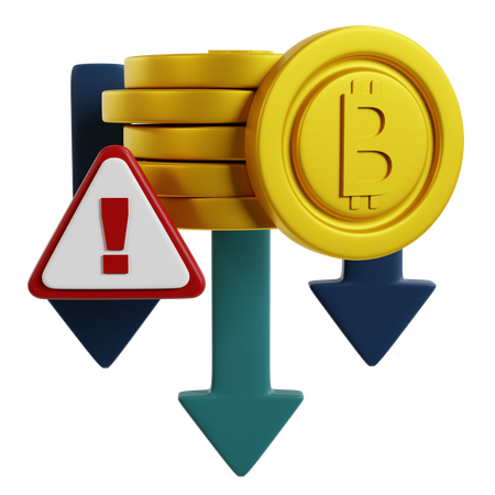 Disminución del valor de Bitcoin  3D Icon