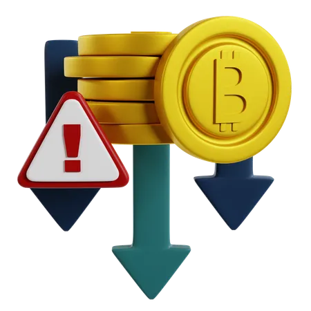 Disminución del valor de Bitcoin  3D Icon