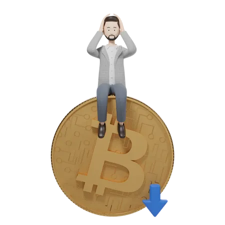 Valor do bitcoin caiu  3D Illustration