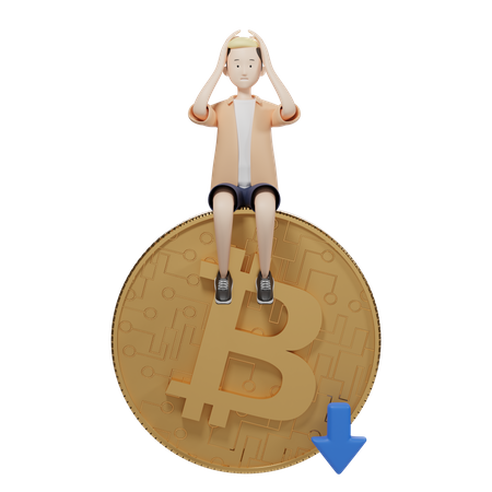 Valor do bitcoin caiu  3D Illustration