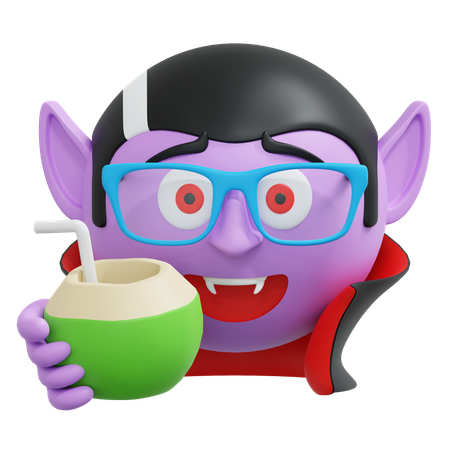 Vampire buvant du jus de noix de coco  3D Icon