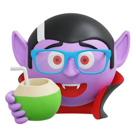 Vampire buvant du jus de noix de coco  3D Icon