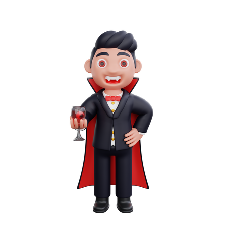 Vampire buvant du vin  3D Icon
