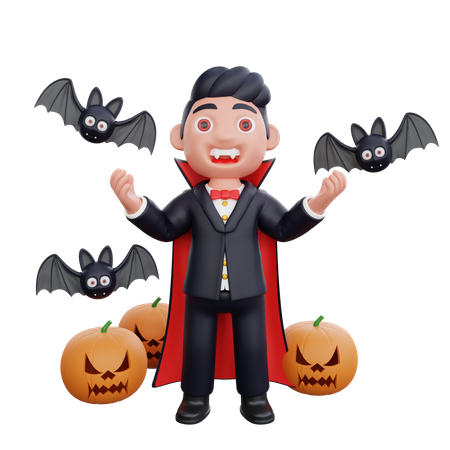 Vampire doing scary pose  3D Illustration