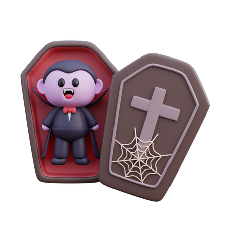 Vampire dracula with coffin  3D Illustration