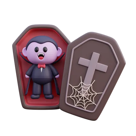 Vampire dracula with coffin  3D Illustration