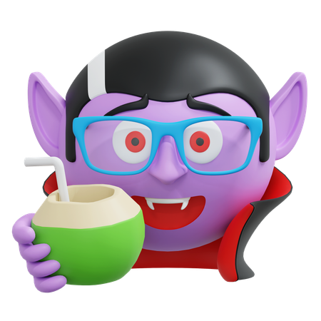 Vampire Drinking Coconut Juice  3D Icon