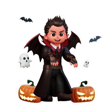 Vampire Giving Scary Pose  3D Illustration