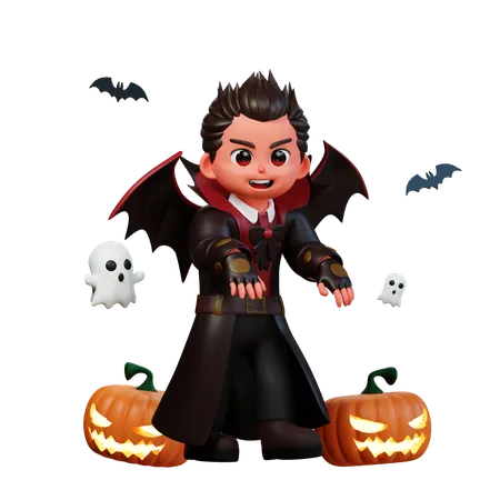 Vampire Giving Scary Pose  3D Illustration