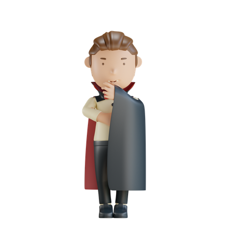 Vampire Hiding In Cloak  3D Illustration