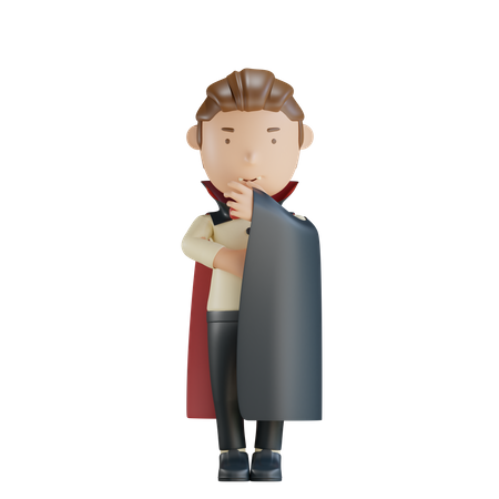 Vampire Hiding In Cloak  3D Illustration