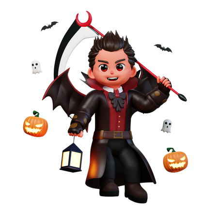 Vampire Holding Lantern  3D Illustration