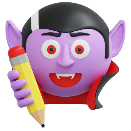 Vampire Holding Pencil  3D Icon
