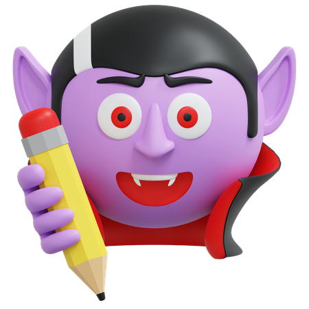 Vampire Holding Pencil  3D Icon