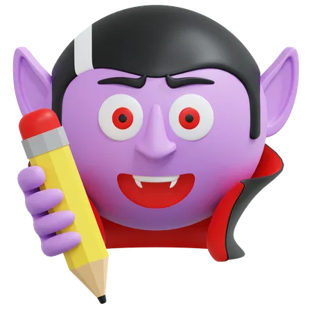 Vampire Holding Pencil  3D Icon