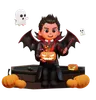 Vampire Holding Scary Pumpkin