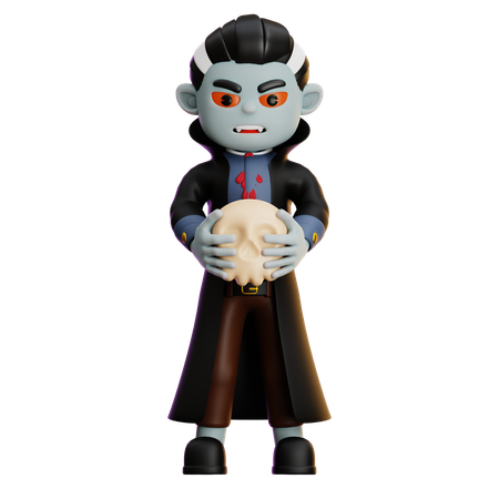 Vampire Holding Skull  3D Illustration