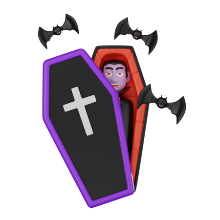 Vampire in coffin  3D Icon