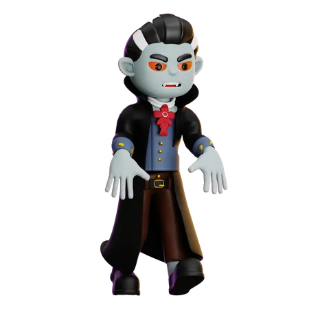 Vampire marchant avec des mains effrayantes  3D Illustration