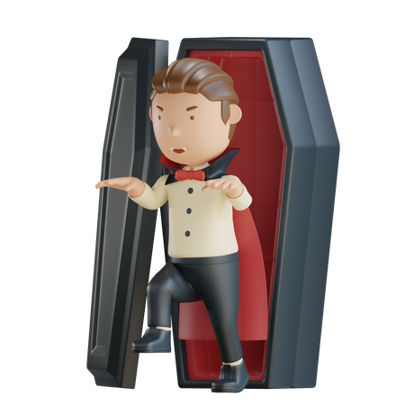 Vampire Out Of Coffin  3D Illustration
