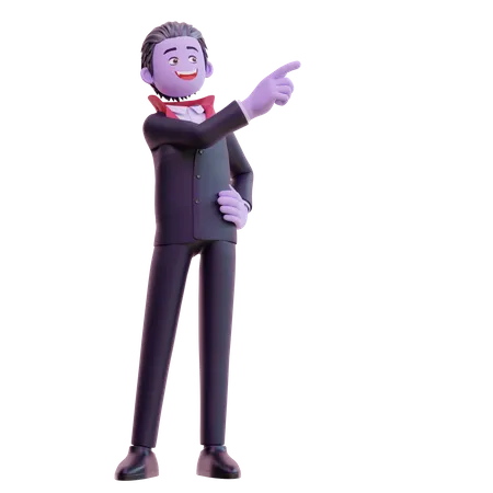 Vampire Pointing Up  3D Illustration