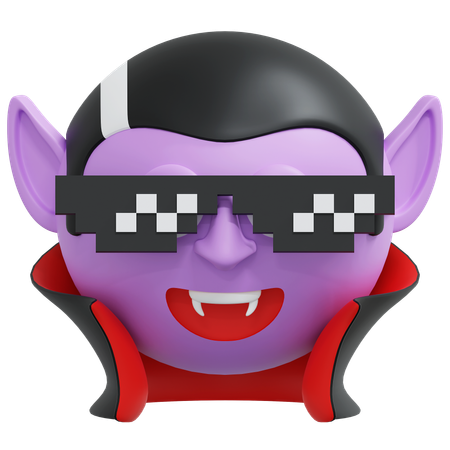 Vampire portant des lunettes pixel  3D Icon