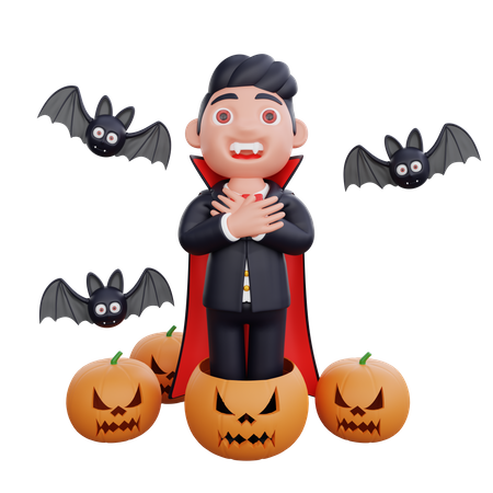 Vampire posant dans une pose effrayante  3D Illustration