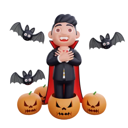 Vampire posing in scary pose  3D Illustration