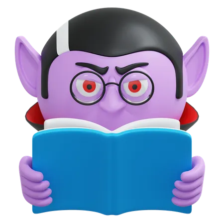 Reading Book Vampire Emoticon 3 D Icon Illustration 3D Icon